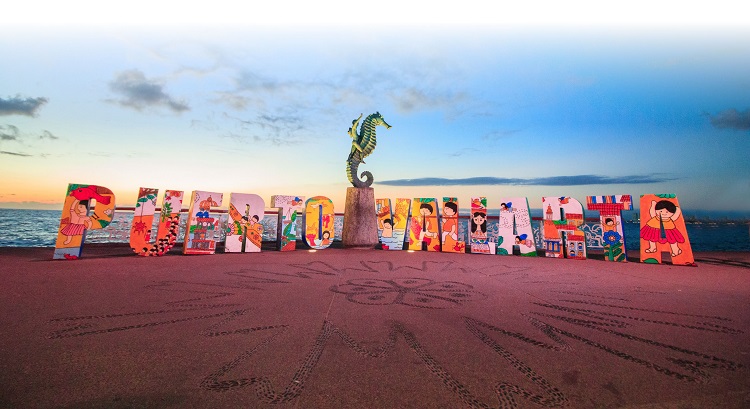 Puerto Vallarta Letters at Sunset