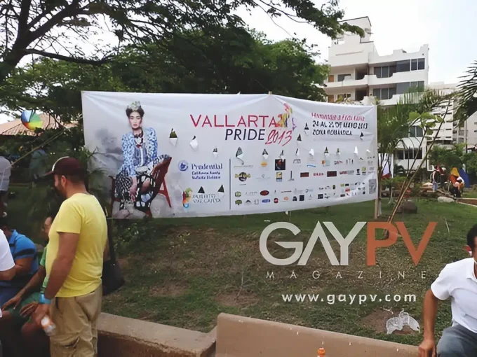 Vallarta Pride 2013 Founding Banner with GAYPV logo and Prudential Coldwell Banker sponsors