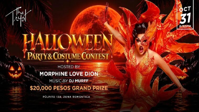 Halloween at The Tryst Puerto Vallarta rooftop party and costume contest poster